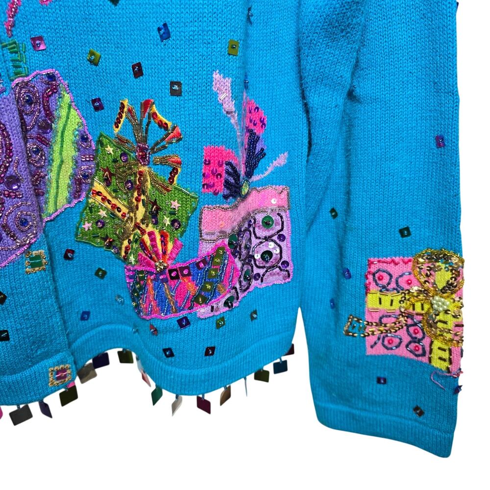 Vintage Jones Closet Button Up Sweater with Sequins Birthday Presents Motiff S - Picture 6 of 8